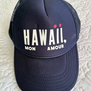 Clare V “Hawaii, Mon Amour” Trucker Hat, Navy Blue